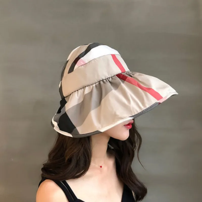Cappello da sole da donna estivo versione coreana cappello di protezione solare cappello da sole vuoto superiore copertura per il viso cappello da sole pieghevole fuori dalla spiaggia