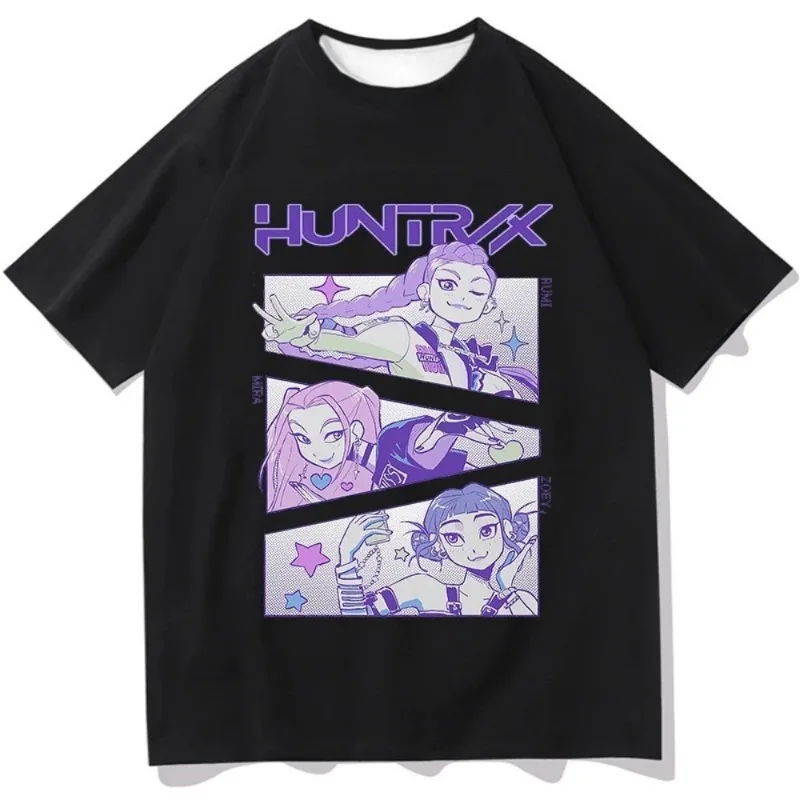2025 شعبية KPop شيطان الصيادين Huntrix ثلاثية الأبعاد مطبوعة المرأة تي شيرت قصيرة الأكمام ملابس الشارع نمط تنفس التجفيف السريع #4