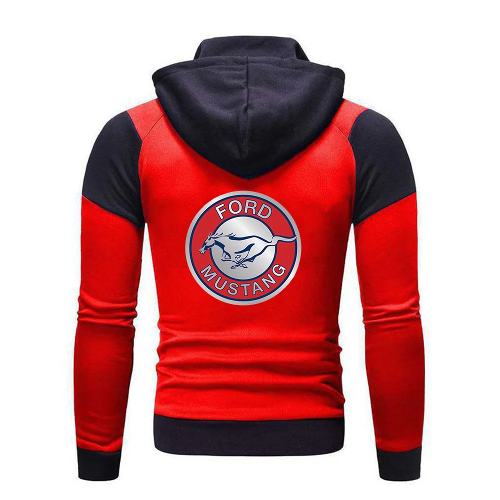 2024 Mustang Spring and Autumn New Men Sweatshirt Land Printing Color Matching Hoodie Pure Cotton High Quality Tops