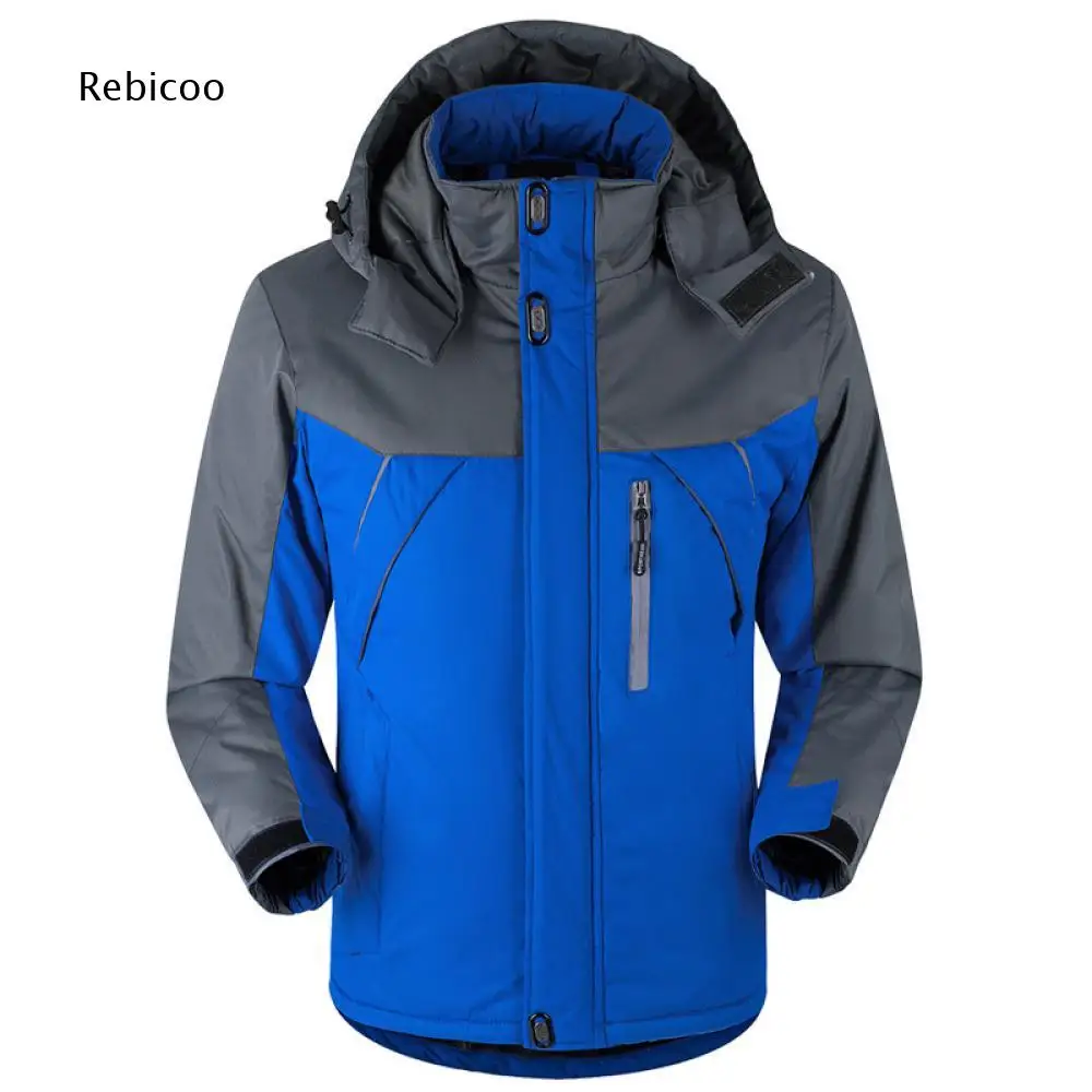 Removable Hood Winter Jacket For Men Color Block Style Secure Zipper Pockets For Outdoor Hiking And Cold Day Daily Wearing