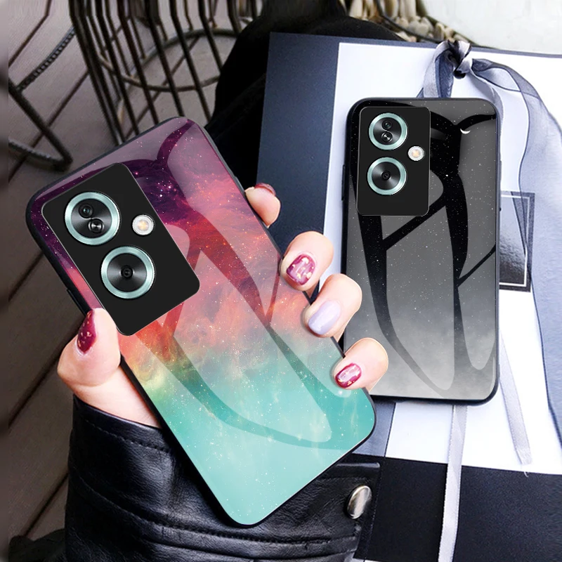 

For OPPO A60 A7 A58 4G A57 A55 A54 A53 A52 Star Pattern Glass Phone