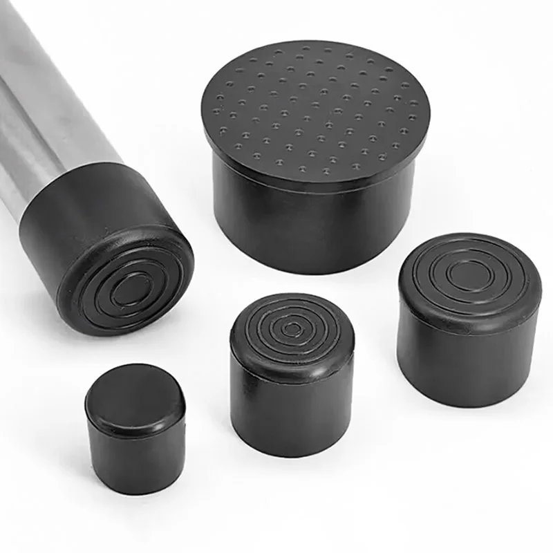 1/4pcs Round Black PVC Soft Rubber Pipe Sleeve Tube Cap Table Chair Foot Pad Protective Cover 6 8 10 12 14 16 19 20 22 25-100mm