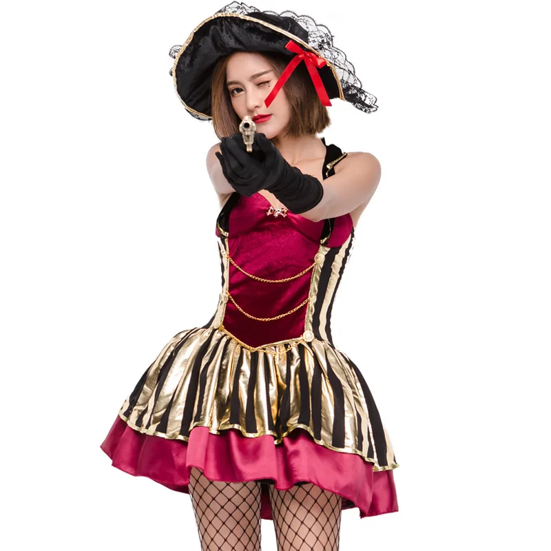 

Halloween Pirate Costume Woman Female Carnival Pirate Warrior Cosplay Adult Fantasia Fancy Party Dress Up Uniform Outfit