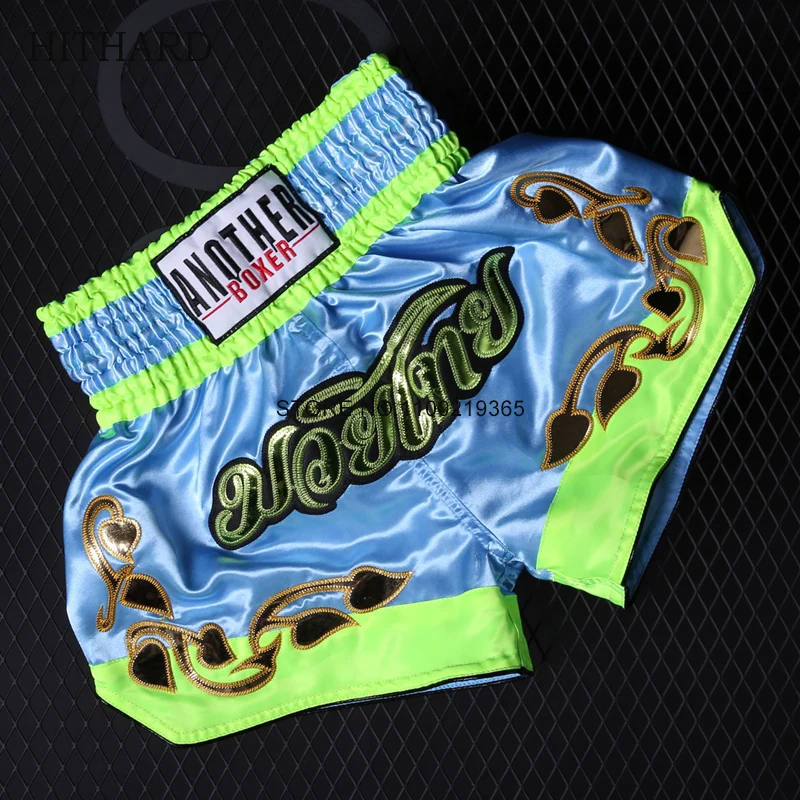 Muay Thai Shorts Breathable Kick Boxing Training Pants Men Women Child Boy Girl Thai Embroidery Kickboxing Cage Fighting Short