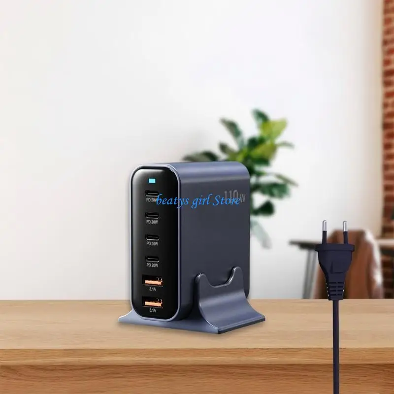 

C7AB High Power 110W Phone Adapter 6 Outputs Portable Travel Charging Head