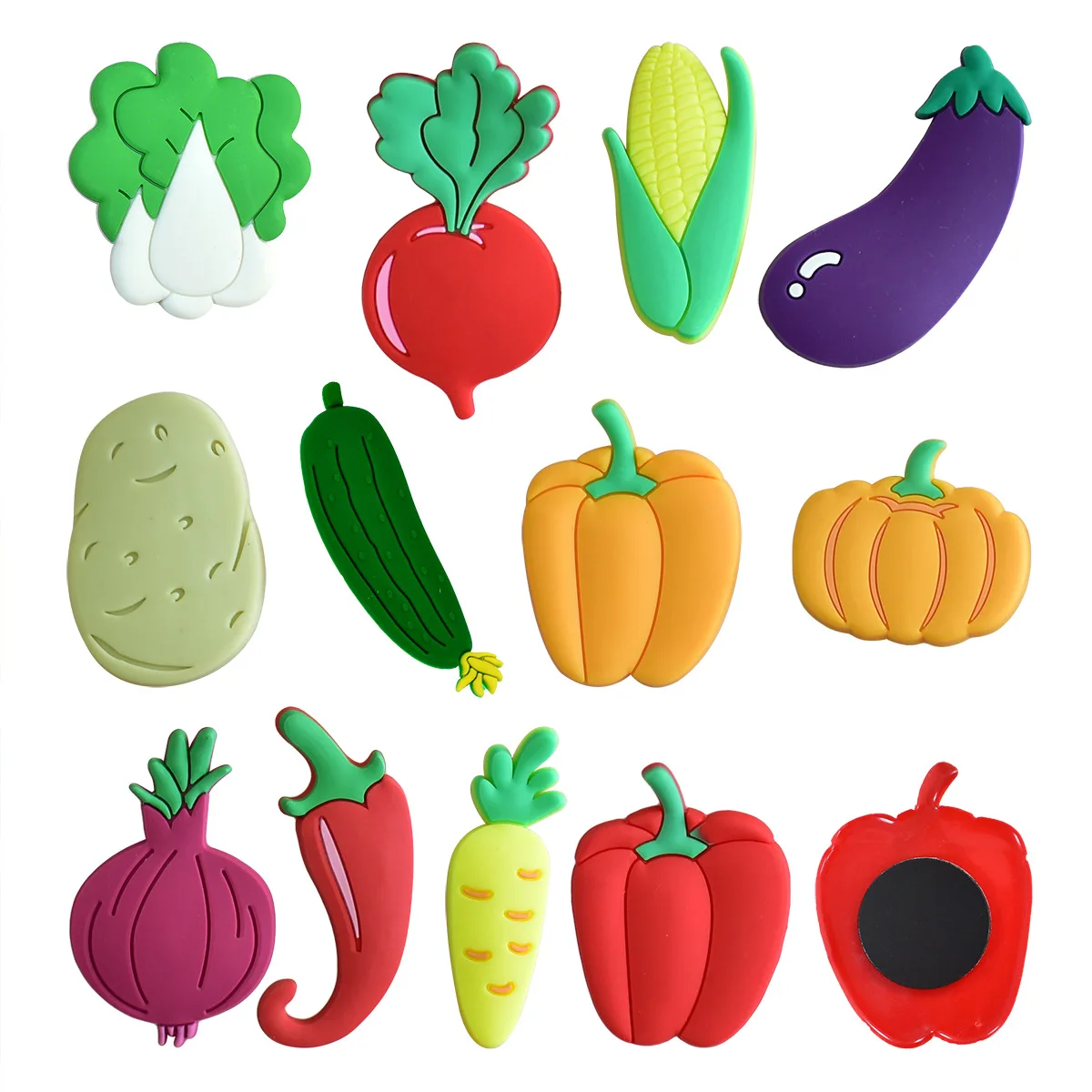 New Arrival Creativity Cartoon Veggie Pumpkin Corn Chili Peppers Eggplant cucumber PVC Fridge Magnets Soft Whiteboard Decor