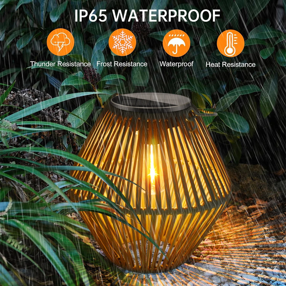 Solar Lanterns Solar Lights Outdoor Waterproof Boho Light for Outside Hanging Rattan Lantern Decoration for Garden Yard Patio