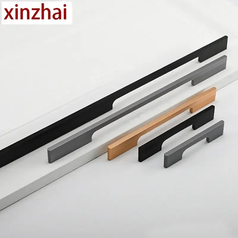 Aluminum Alloy Extended Cabinet Pulls Black Kitchen Cabinet Handles Drawer Knobs Furniture Door Knob Handle Hardware