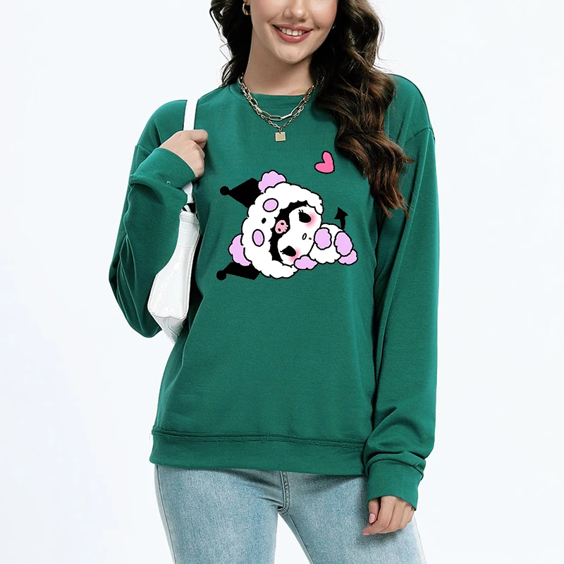 Pullovers Clothes Street Woman Sweatshirt Printing  Soft Comfortable Crewneck Sweatshirt Streetwear Kuromi Cartoon Hoodie Autumn