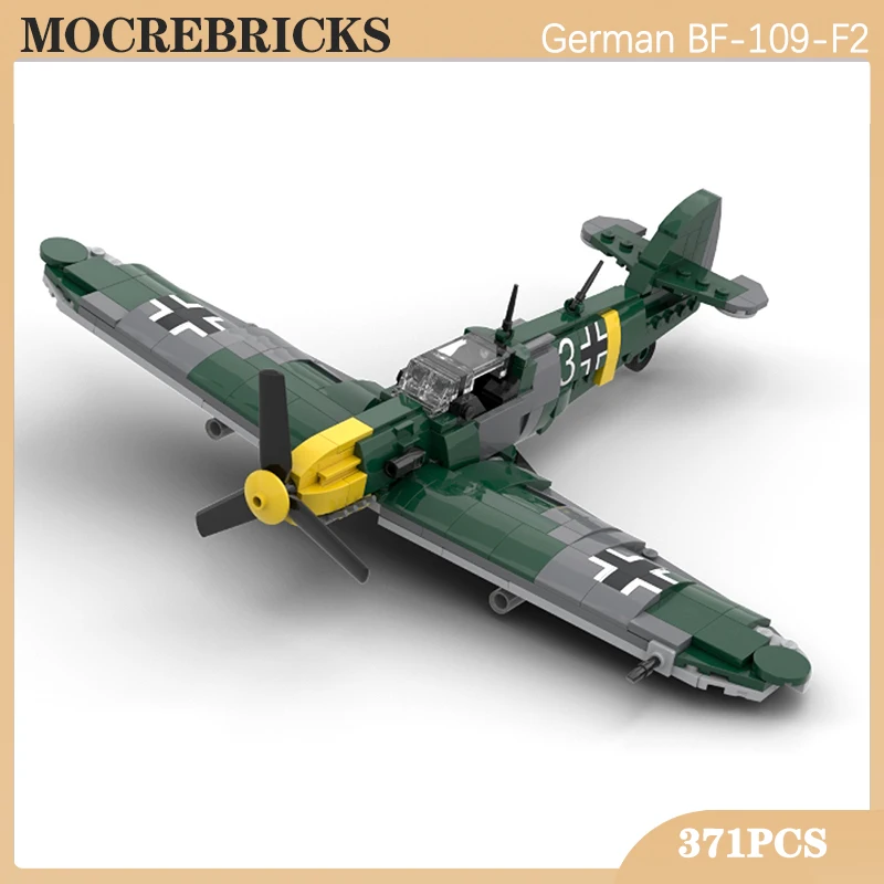 

Military Weapons MOC Building Block German Air Force Bf 109 F-2 Fighter WW II Bomber Model Bricks Toys for Boys