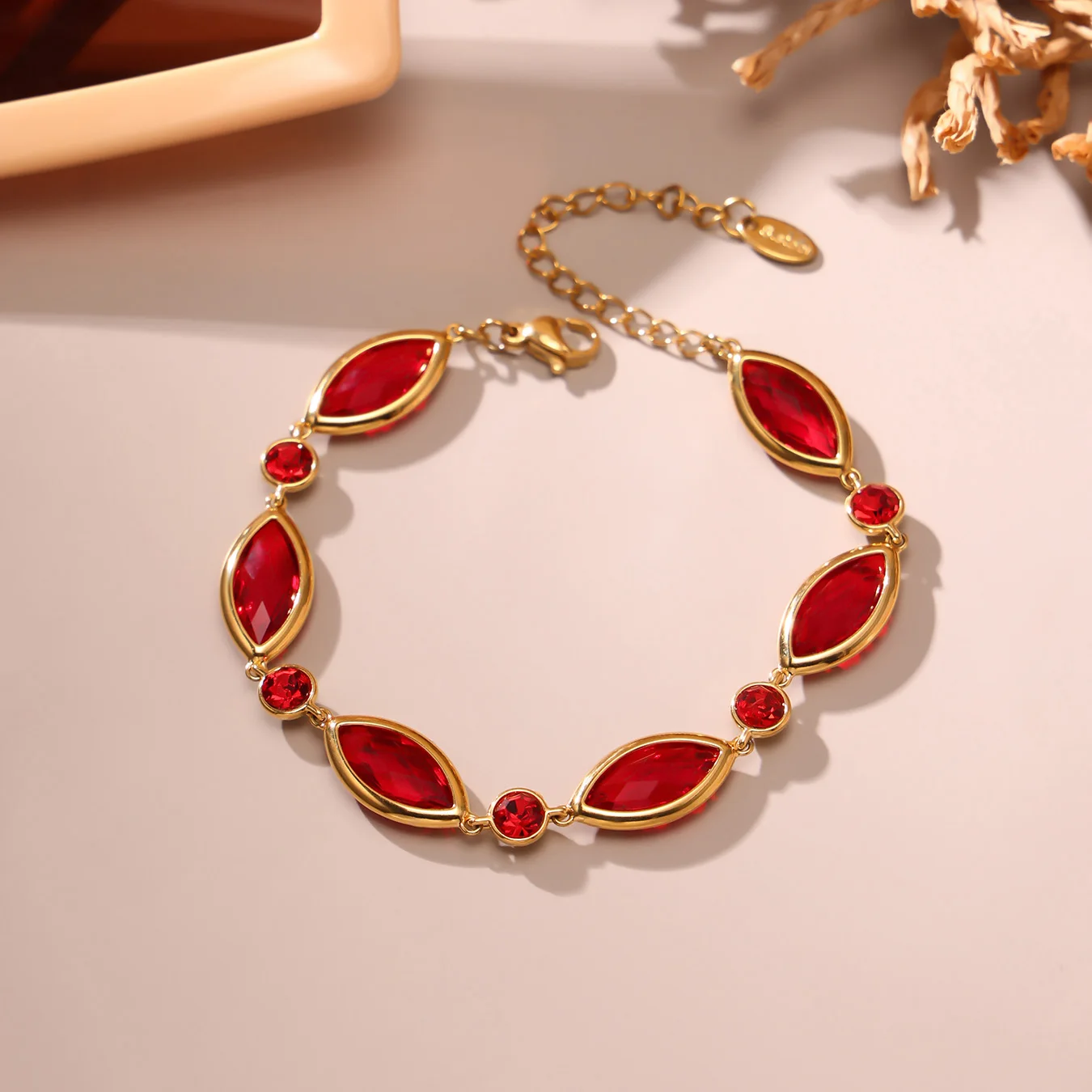 

Nivora Luxury Rainbow Color Glass Bracelets Anklet For Women Stainless Steel Chain Wedding Bracelet Engagement Soiree Jewelry