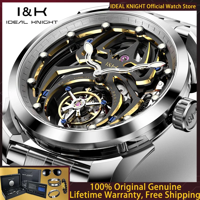 

IDEAL KNIGHT 6802 Tourbillon Men Watch Hollow Luxury All Automatic Mechanical Watch Authentic Spider Pattern Original Gift Watch