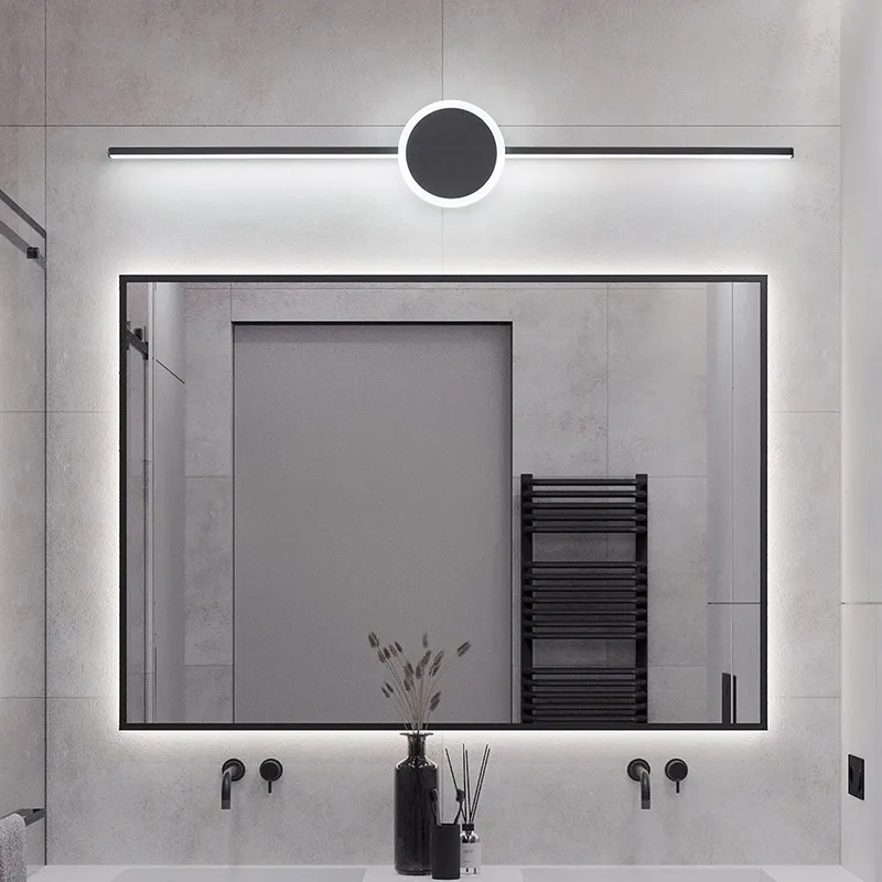 Lámparas de pared LED modernas, faros de espejo blanco y negro, Base de decoración de paredes, candelabro para baño, dormitorio, sala de estar,