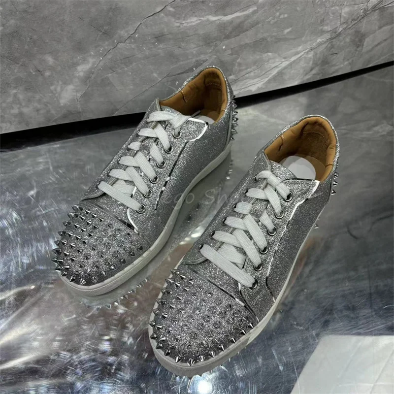 

Silver Rivets Decor Casual Sports Shoes for Women and Men Size 35-47 Male Female Big Size Brand Design High Quality Durable Shoe