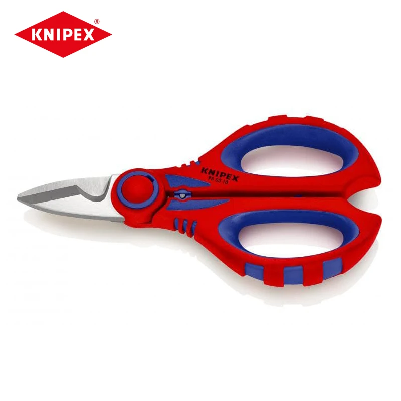 KNIPEX 95 05 10 SB Electricians\' Shears Multi-Purpose Stainless Steel Scissors Cable Cut Multi-function Micro-Toothing Shear