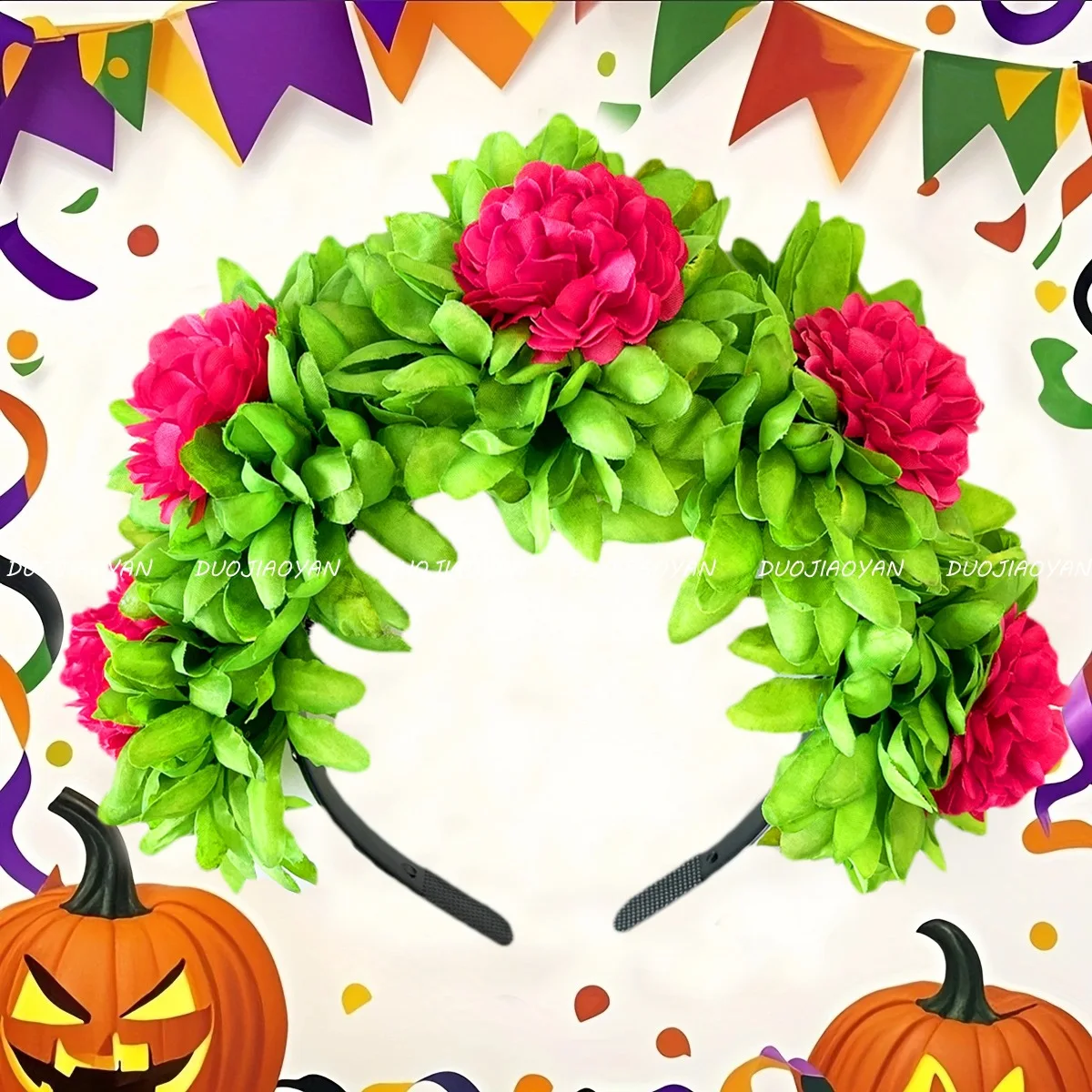 يوم الموتى عقال خفيفة الوزن فو أقحوان عصابة رأس مهرجان الهالوين ملحق نابض بالحياة للنساء دييا دي مورتوس