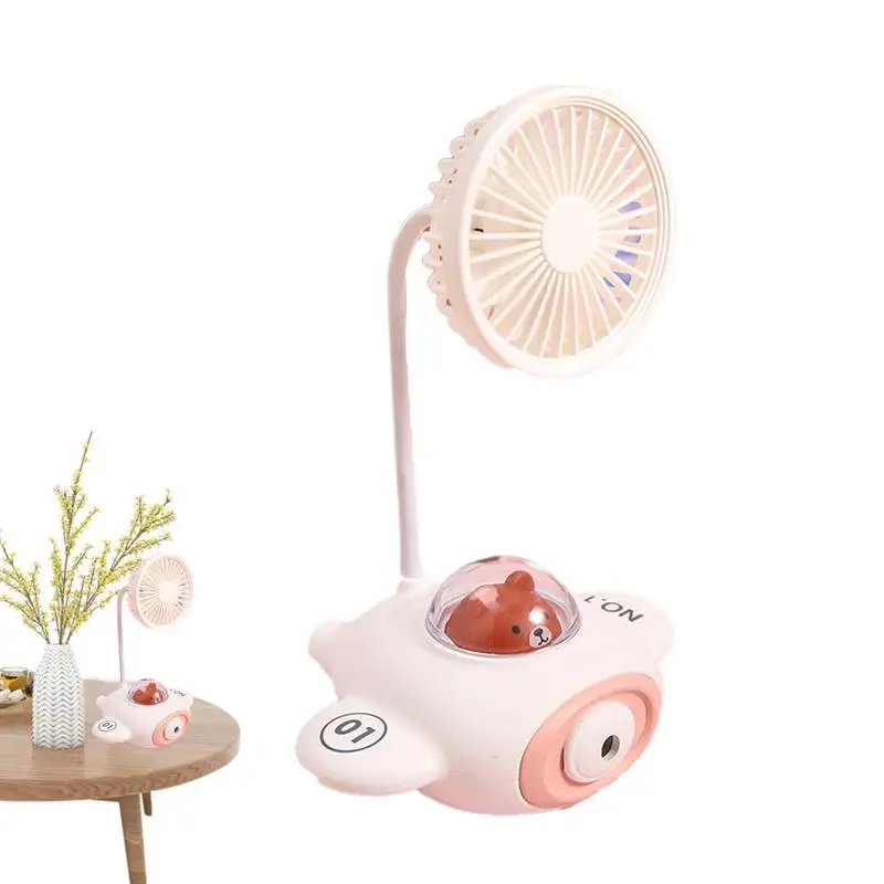 Cartoon Airplane Cute Pet  Design Small Fan Cooling Fan 360 Degree Adjustment Cooling Fan With Night Light And Pencil Sharpener