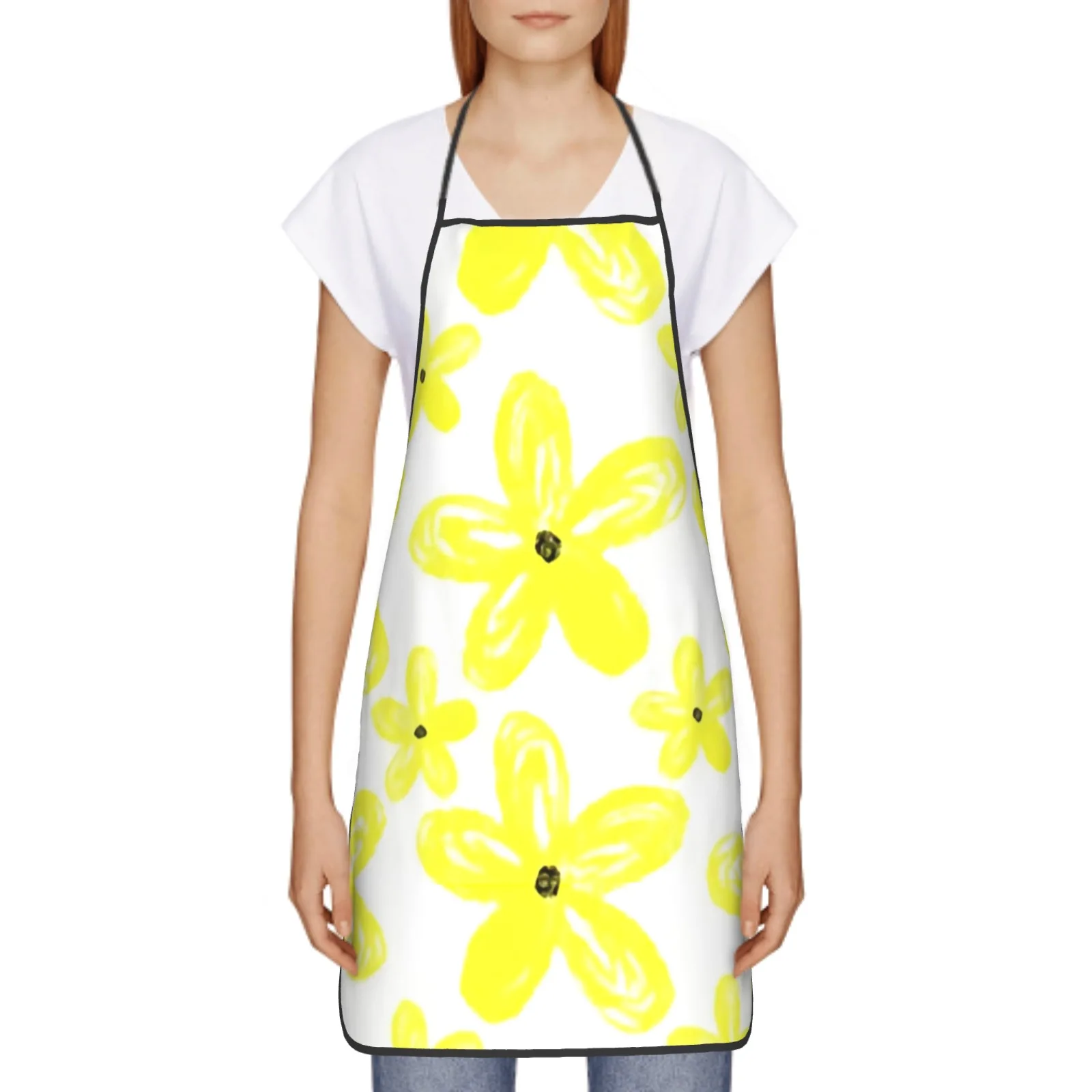 Summer Flwoer Polyester locking hem Apron Home Cooking Baking Kitchen Yellow Daisy Apron White Daisy Summer Flwer Summer Flower