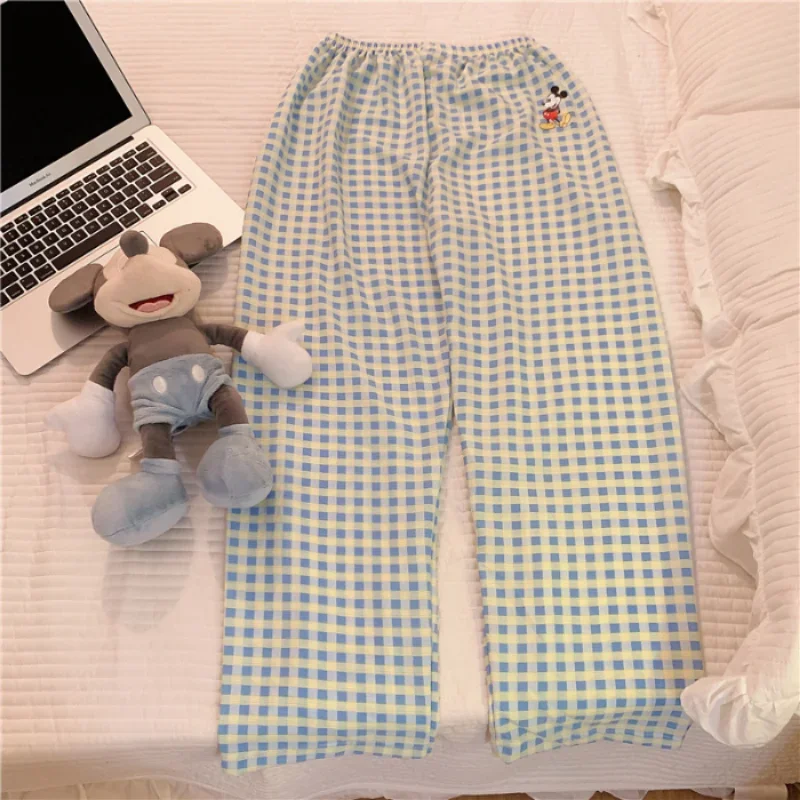 Disney Mickey Mouse Autumn Cotton Cartoon Loose Warm Long Pants Women\'s Pajamas Homewear Pajamas Silk Pajamas Women\'s