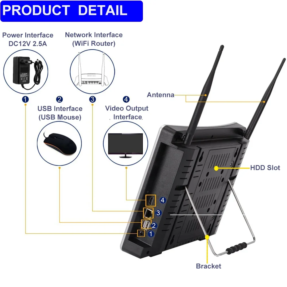 H.265 completo wifi bala ip66 8 câmera nvr kit vigilância de segurança 3mp 8 canais sistema de câmera cctv com tela