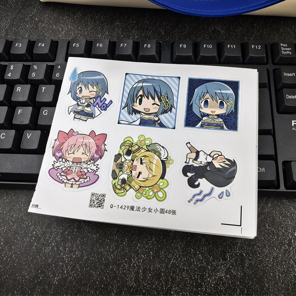 48pcs Kawaii Anime Puella Magi Madoka Magica Stickers Kaname Madoka Akemi Homura Decals for Laptop Phone Cartoon sticker Girl