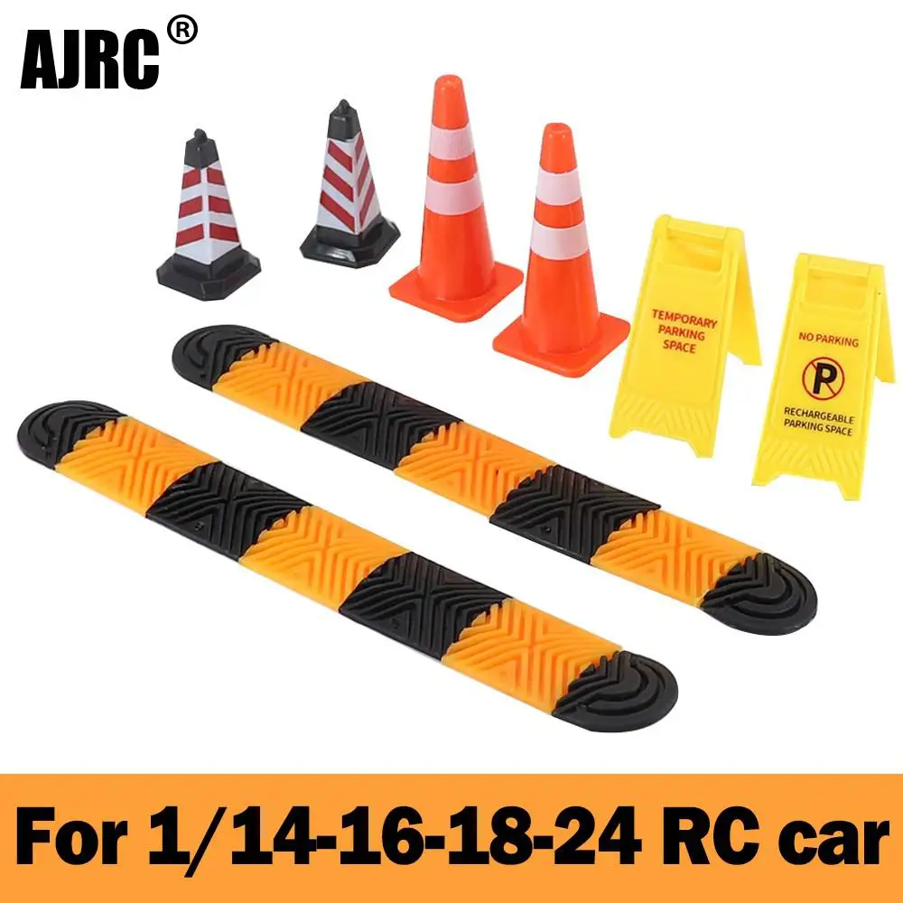 Rc Car Speed Bump Traffic Signs Roadblock Decoration For 1/18 Traxxas Trx4m 1/24 Axial Scx24 Fcx24 MN-D90 Rc Crawler Car Parts