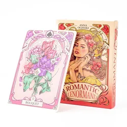 Romantyczne karty Wyroczni Lenormand 37 sztuk Talia 10,2 x 7,2 cm Angielska wizja Art Nouveau Kwiatowe motywy na imprezę Gry planszowe