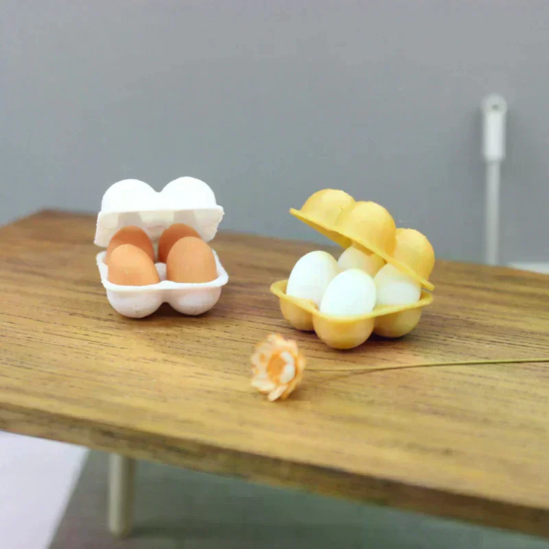 New Miniature Egg Tray Egg Box 1:12 Dollhouse Simulation Eggs Dollhouse Kitchen Food Decoration Toy Life Scene Accessories