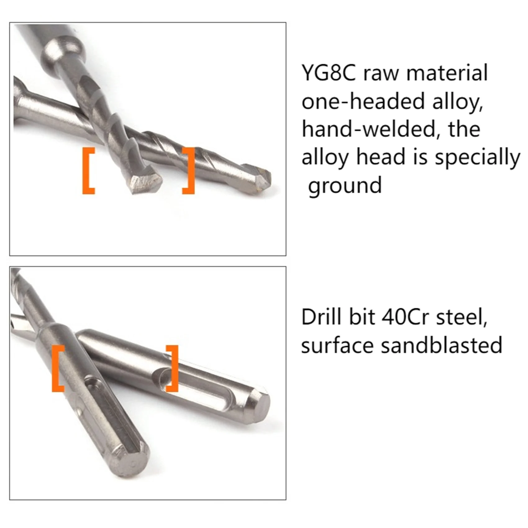 11Pcs SDS Electric Hammer Drill Bits, YG8C Carbide Steel Flat Head Electric Hammer Masonry Drill Bit Set,10X160-20X450mm