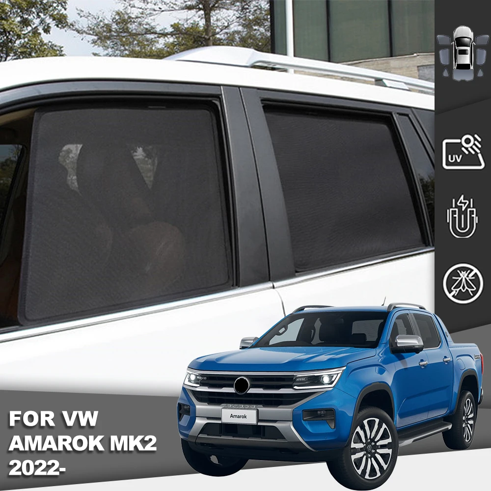 For Volkswagen VW Amarok MK2 2022 2023 2024 2025 Magnetic Car Sunshade Front Windshield Curtain Rear Side Window Sun Shade Visor