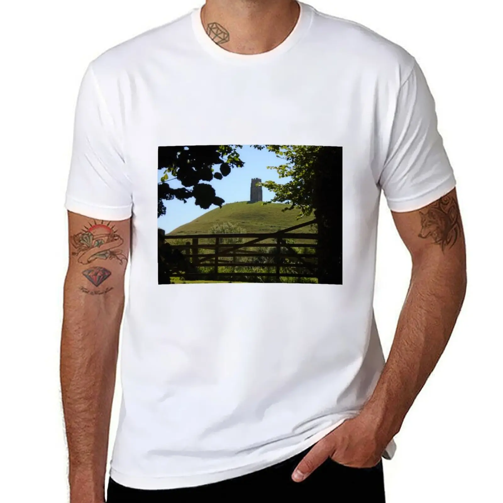 

Glastonbury Tor T-Shirt t shirts with prints men t shirt cotton 100% man t shirts for men T-Shirt