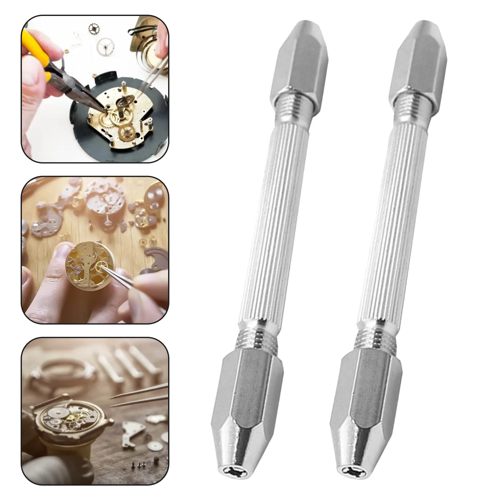 

2Pcs High Speed Hexagonal Double Ended Pin Vise Hand Drill Mini Wire Tool Watch Repair Drill Bit Holder Pin Vice Wire Tool