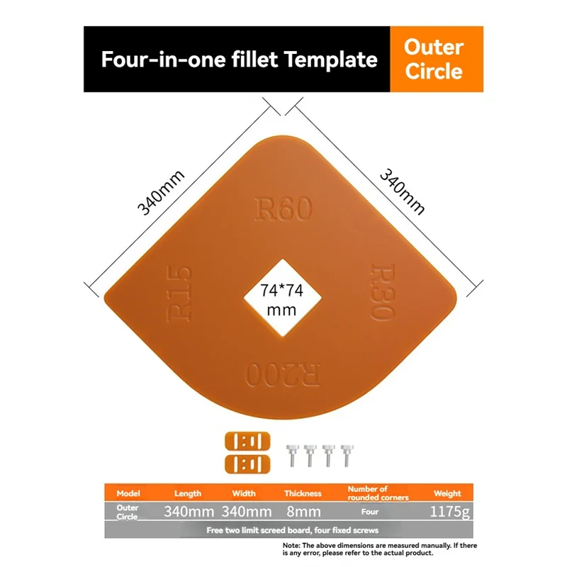 Woodworking Router Corner Radius Templates Jig Excircle Arc Angle Corner Template Woodworking Tool