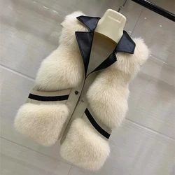 Women's Clothing Autumn Winter Solid Color Patchwork Sleeveless Button Up Cardigan Coats Casual Elegant Fashionable Korean Tops