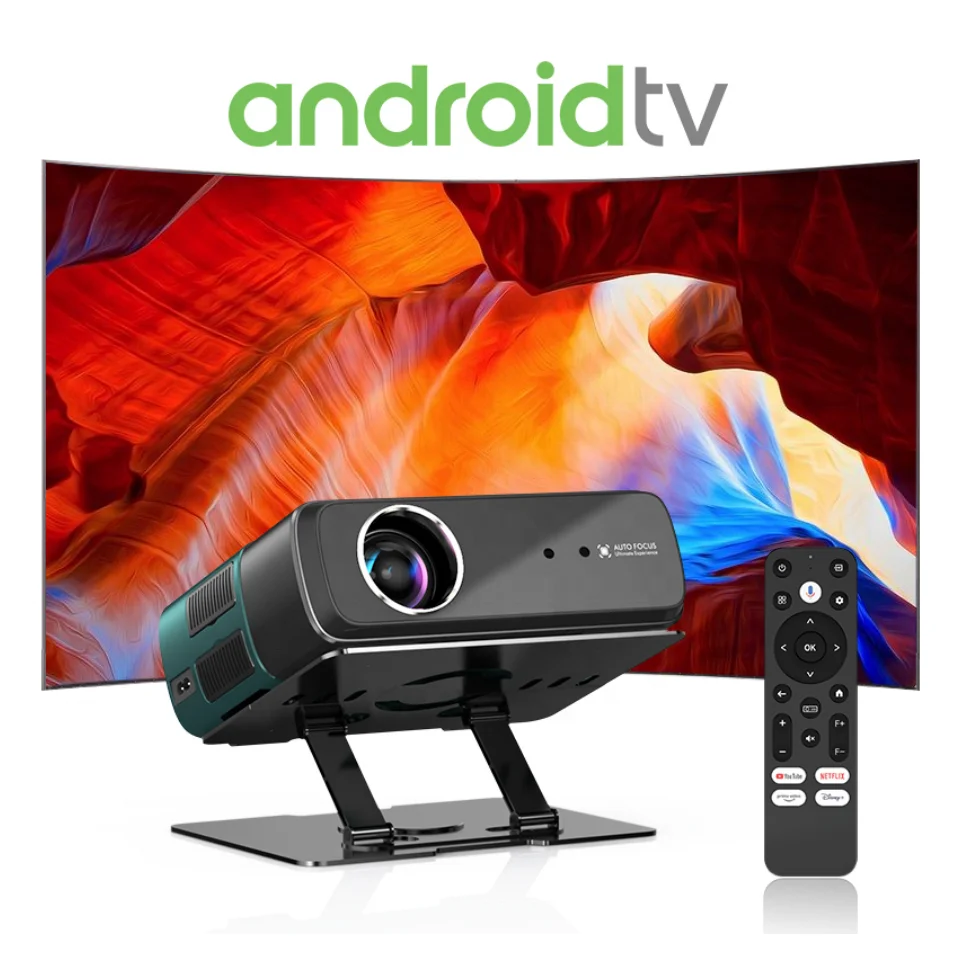 OEM Auto Focus Keystone Native 1080P 4K Supported For Google TV 1000 ANSI WiFi 6 Projector With Brackets