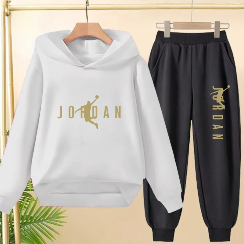 3-12 سن الأطفال ملابس خارجية صبي فتاة الترفيه في الهواء الطلق البلوز السراويل مقنعين كرة السلة رياضية الخريف الشتاء قطعتين مجموعة