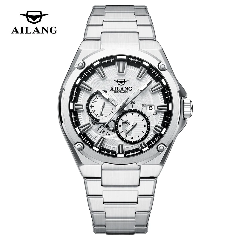 

AILANG Brand Fashion Men Mechanical Watch Luxury Stainless Steel Automatic Mens Watches Sport Waterproof Date Business Clock Men