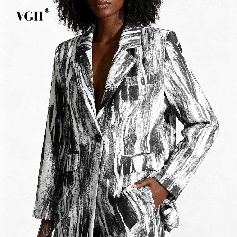 

VGH Design Sense Hit Color Slimming Jackets For Women Lapel Long Sleeve Spliced Button Autumn Casual Blazer Female Fashion New
