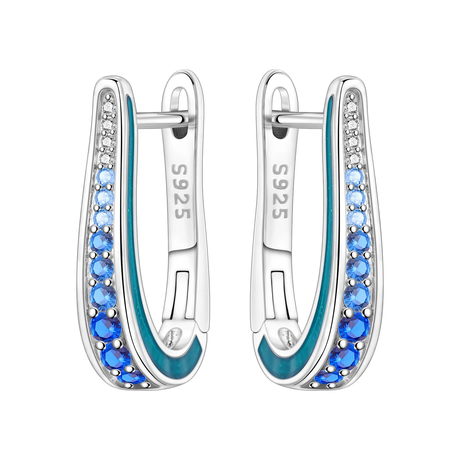 

CYCUFF S925 Sterling Silver Simple Blue Gradient Earrings Hoop Earrings Women Jewelry Original Trendy Anniversary Gifts