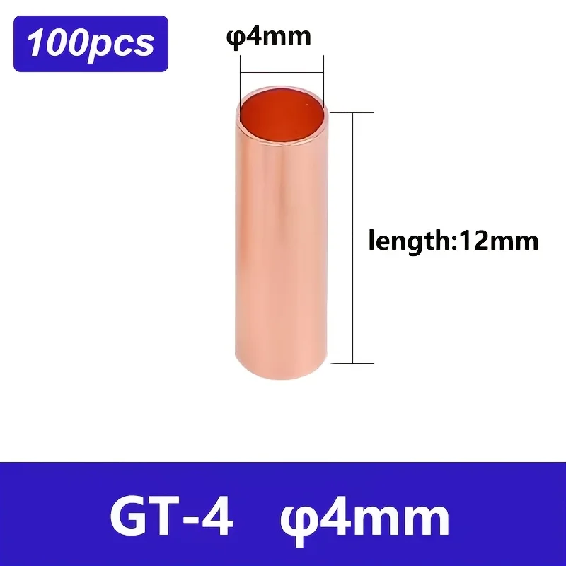 Copper Connecting Pipe GT Small Copper Tube Cable Intermediate Joint Cold Pressed Wire Crimping Terminal Quick Docking Connector