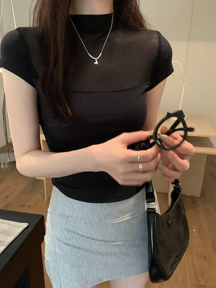 半袖 Tシャツ女性の夏薄手の通気性固体気質オールマッチスリムファムシンプルな韓国スタイルストリート Tシャツ