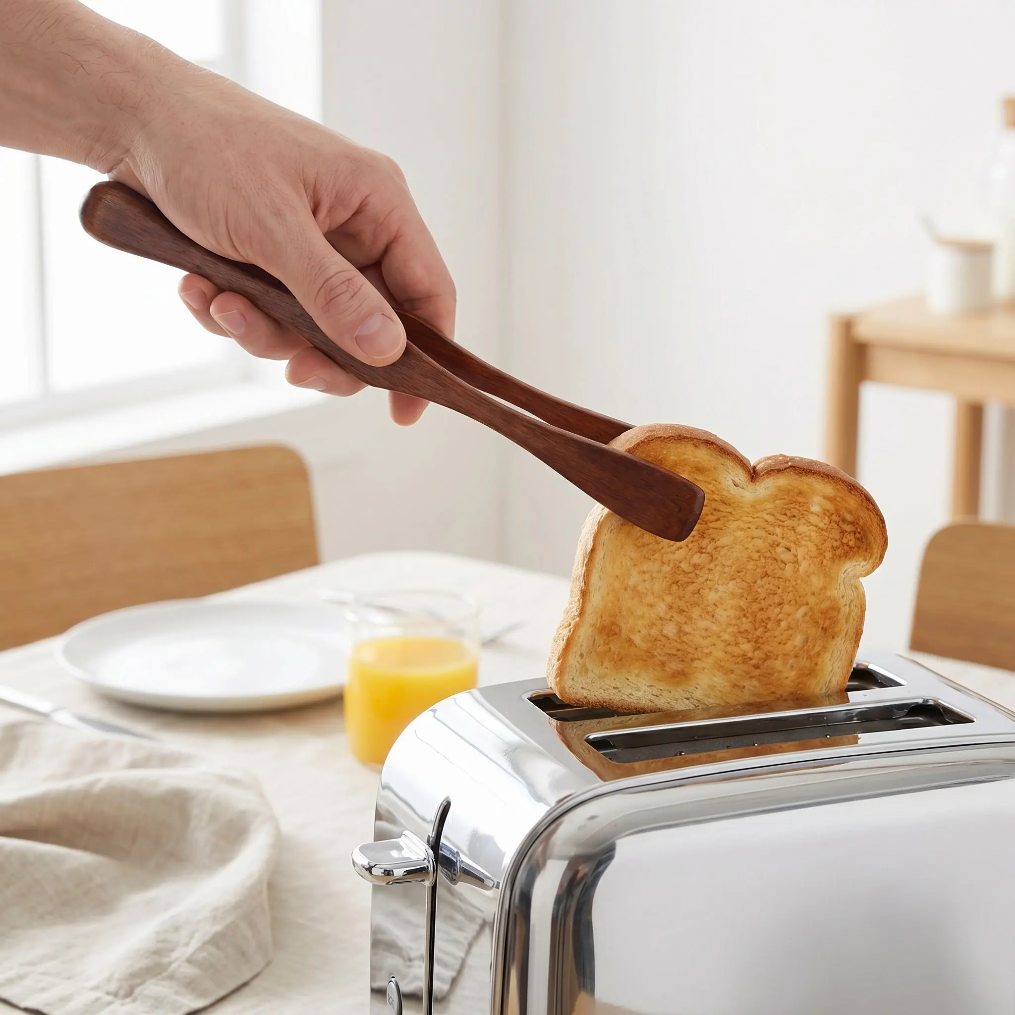 Wood Kitchen Tongs Natural Heat Resistant Cooking Tong Clamp for Bbq Grilling Bread Meat Toast Clip Restaurant Catering
