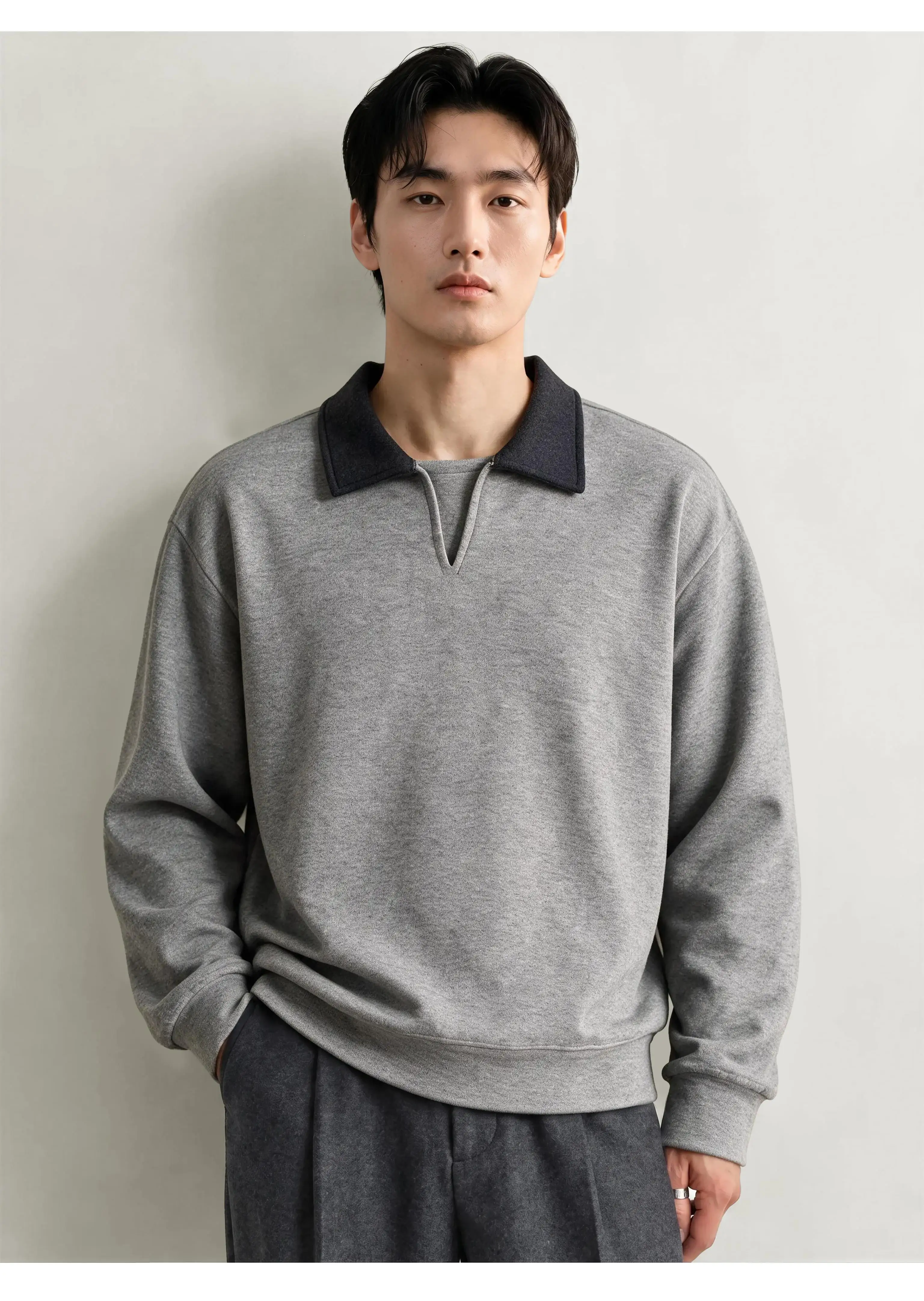 Men Splice Collar Loose Casual Pullover Sweatshirts Autumn Winter Streetwear Vintage Fashion Hoodies Sweatshirts Coat Tops