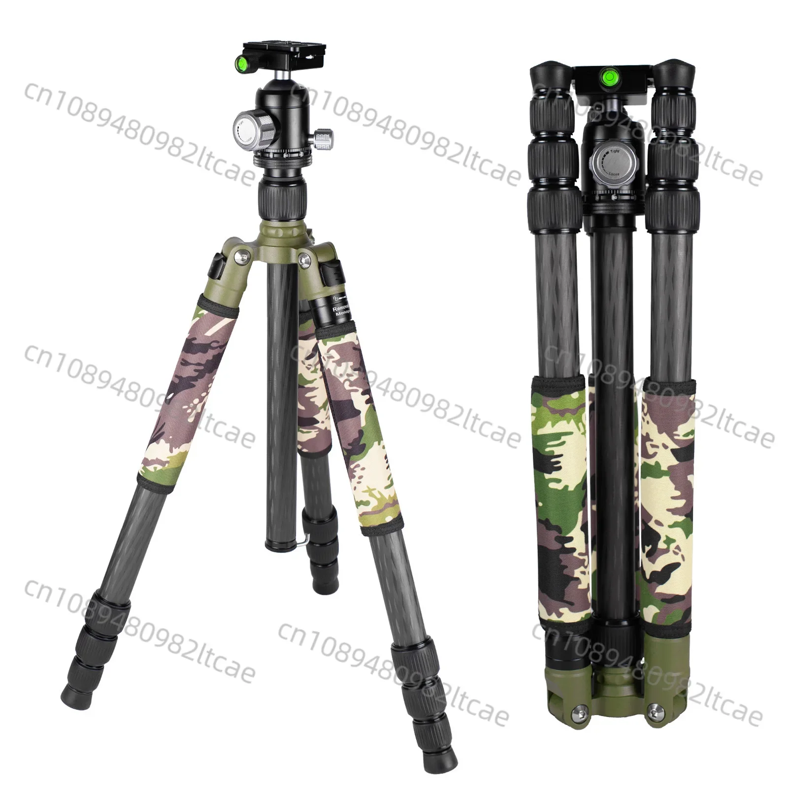 

Professional Carbon Fiber Camouflage Army Green Tripod Gimbal Outdoor SLR Camera Photography Camera Portable Tripod