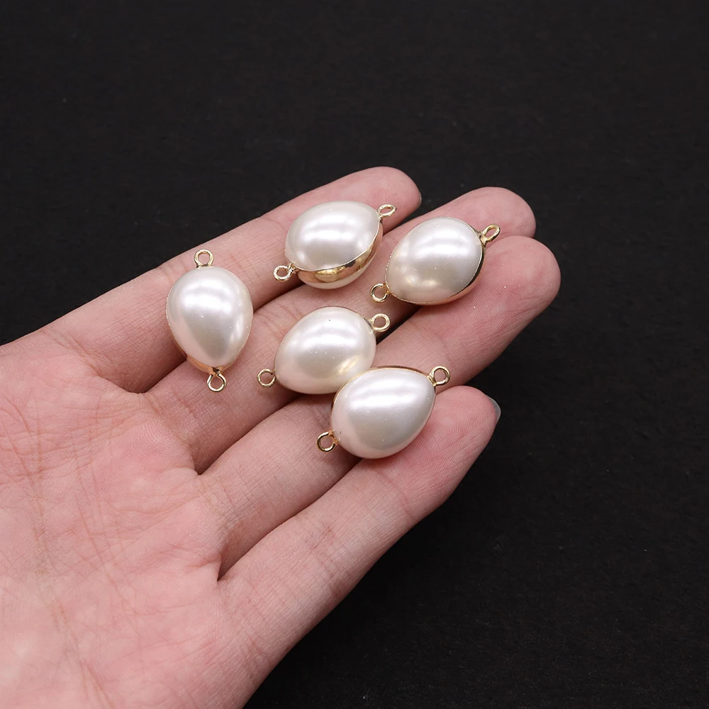 

1PCS Natural Freshwater Pearl Oval Double Hole Connector Pendant Jewelry Making DIY Necklace Earrings Bracelet Accessories