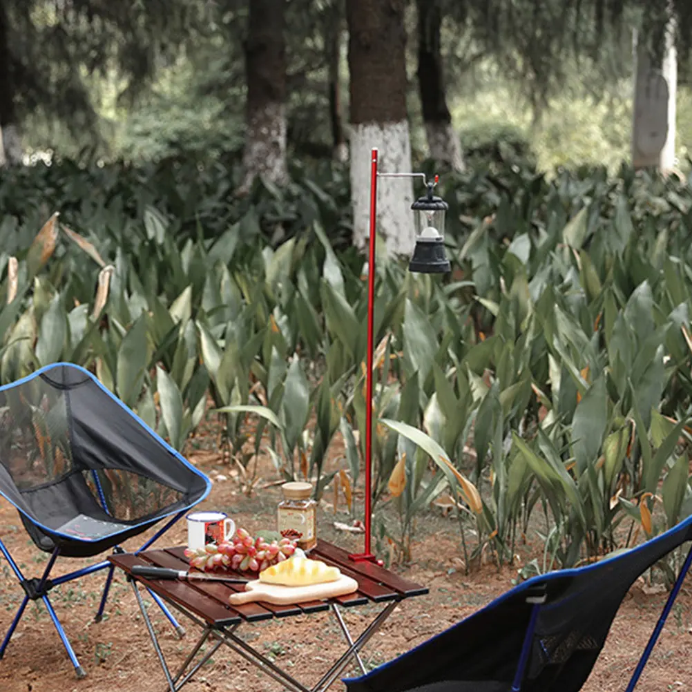 

Portable Small Light Stand Red Single Hook Foldable Camping Lantern Aluminum Alloy Multi-function Picnic Pole Lightweight