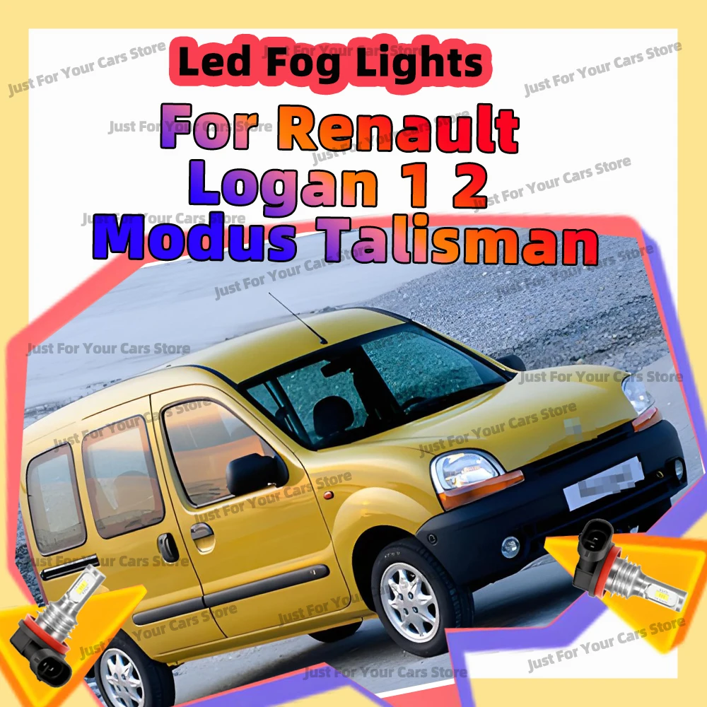 2x For Renault Logan 1 2 2004-2014 2015 Modus 2004-2013 Talisman 2012-2016 LED H8 H11 Fog Light Bulbs 6000K 12V Car DRL Lamps