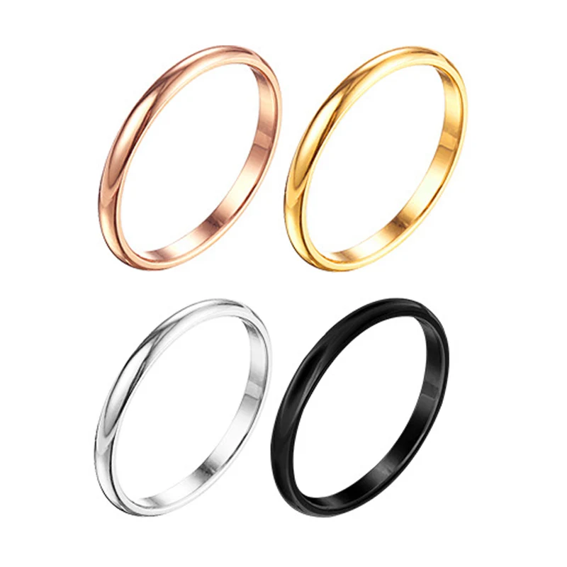 

DARHSEN Fashion Jewelry Simple Women Rings Solid Polished Stainless Steel Black Silver Rose gold Color US size 3 4 5 6 7 8