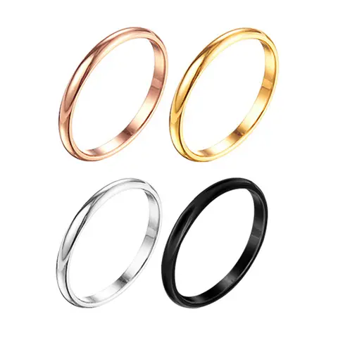 DARHSEN Fashion Jewelry Simple Women Rings Solid Polished Stainless Steel Black Silver Rose gold Color US size 3 4 5 6 7 8