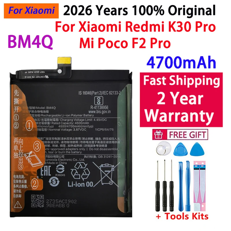 Original Battery For Xiaomi Mi Redmi Note Poco F2 F3 3 M2 M3 X3 K30 K40 4X X4 5 6 7 7A 8 8T 9  9T 10 10S 10T 11 11E 12T Pro Lite
